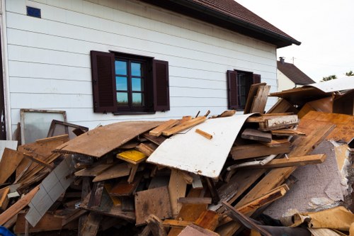 Professional house clearance workers sorting items